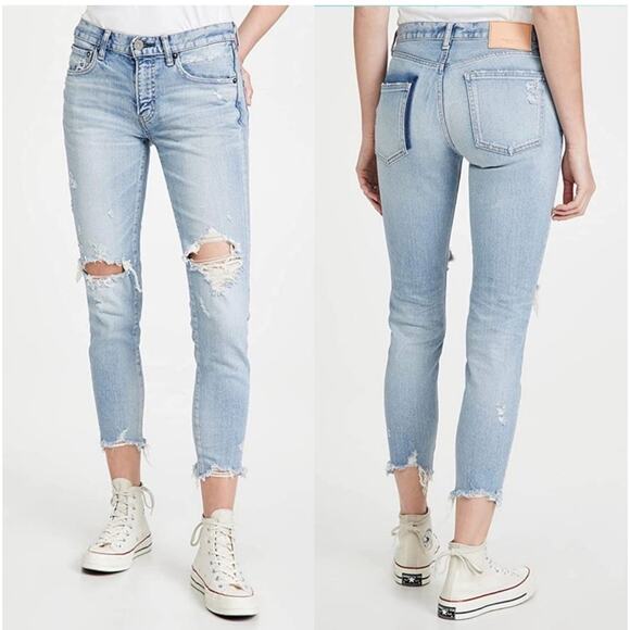 Moussy Vintage Altawoods Skinny Distressed Jeans in Light Blue Wash Size 27 - Picture 1 of 5